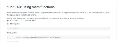 Solved 2 27 LAB Using Math Functions Given Three Chegg