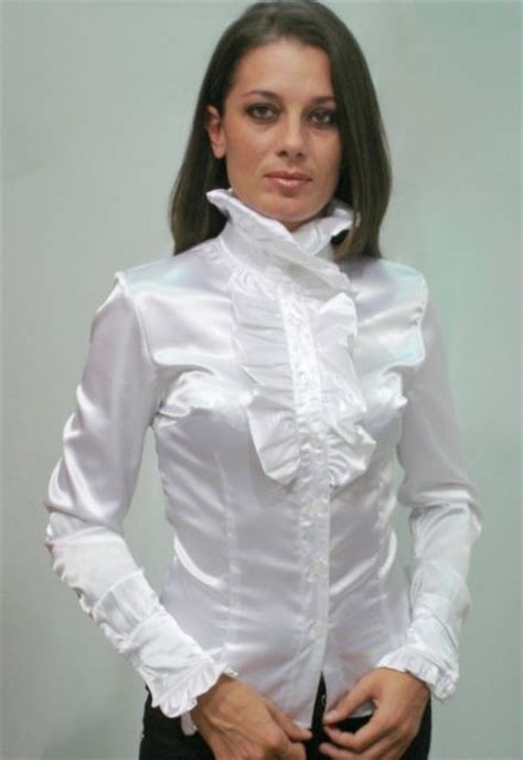 Wei E Srb Satin Bluse Modestil Sch Ne Blusen