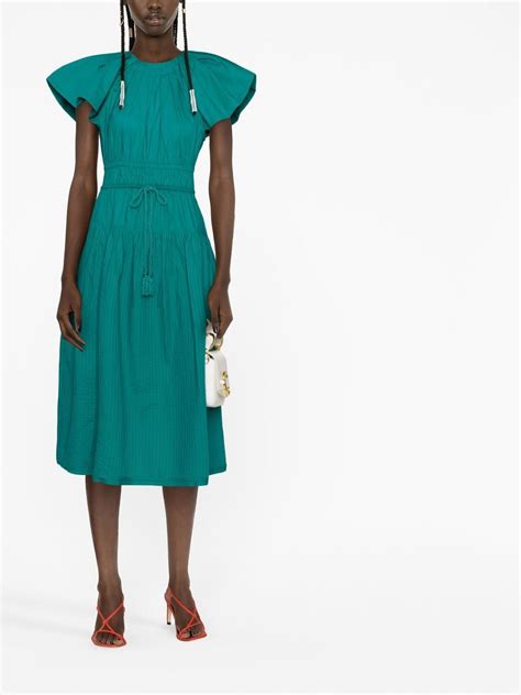 Ulla Johnson Smocked Panel Detail Dress In Green ModeSens