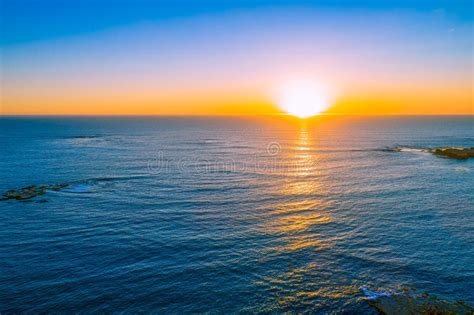 Sunset Glowing Over Ocean Stock Photo Image Of Background 169592640