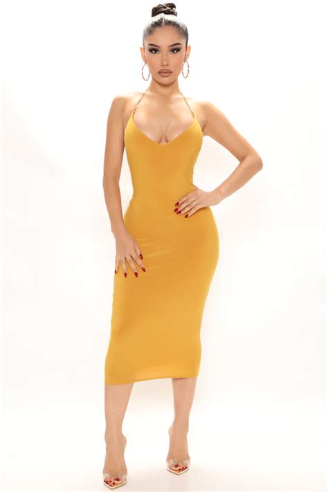 Back In Chains Midi Dress Mustard Fashion Nova Dresses Fashion Nova