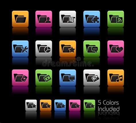 Folder Icons - 2 // Color Box Stock Vector - Illustration of favorites ...