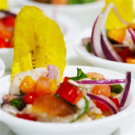 Ceviche De Corvina Con Platanitos Carles Carles Snacks