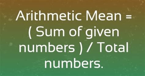 Arithmetic Mean Definition Formula Examples