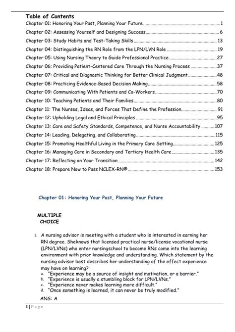 TEST BANKS FOR LPN TO RN TRANSITION BY LORA CLAYWELL 4TH EDITION