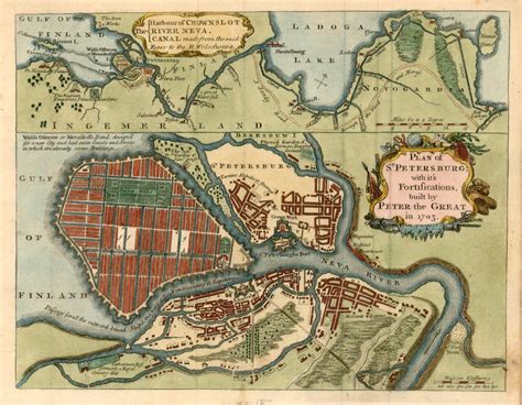 Plan Of St Petersburg With Its Fortifications Built By Peter The