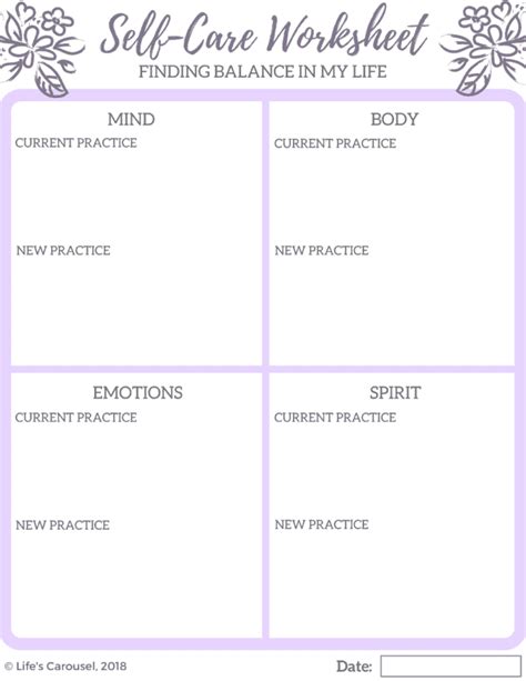 Self Care Worksheet ⋆ Lifes Carousel