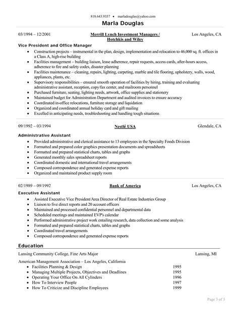 Resume Of Marla Douglas Office Manager And Executive Assistant Pdf