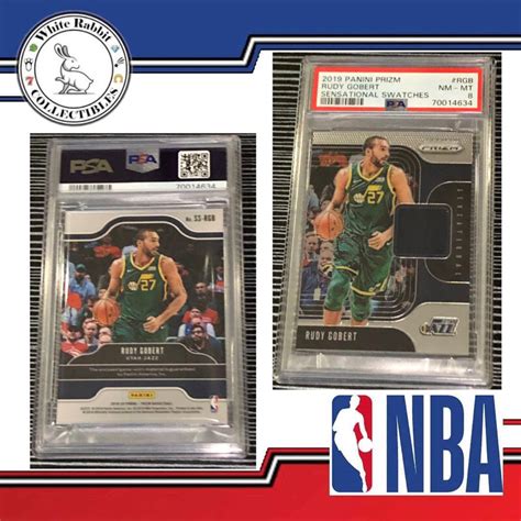 NBA PANINI PRIZM 2019 Rudy Gobert Sensational Swatches Card PSA 8