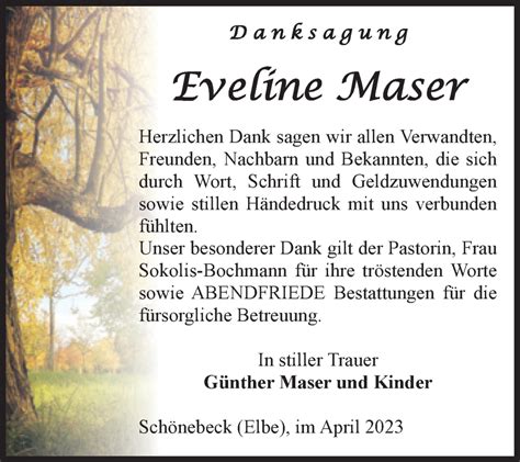 Traueranzeigen Von Eveline Maser Abschied Nehmen De