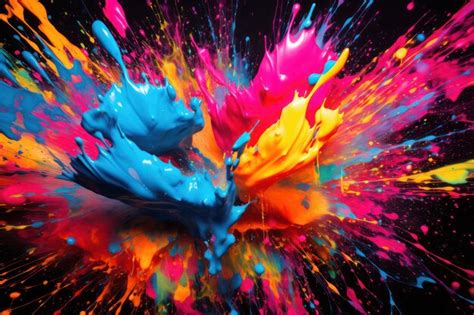 Premium Photo Vibrant Burst Of Paint Splatters