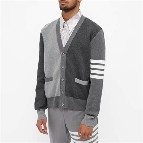 Thom Browne Milano Stitch Fun Mix Cardigan Tonal Grey End Uk