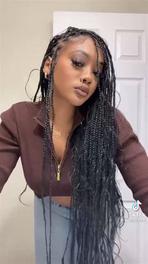 Tiktok Braids Video In Beautiful Black Hair Box Braids