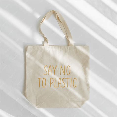 Premium Photo Canvas Tote Bag Say No To Plastic Reusable Eco Bag