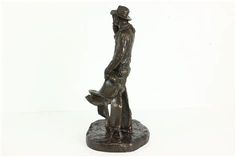 Western Cowboy With Saddle Resin Composite Vintage Sculpture Garman