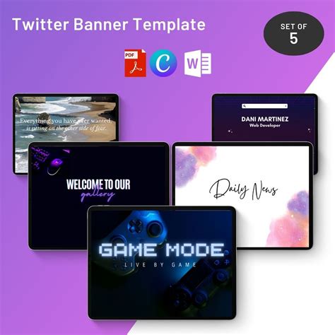 Twitter Banner Template Printable in PDF & Word