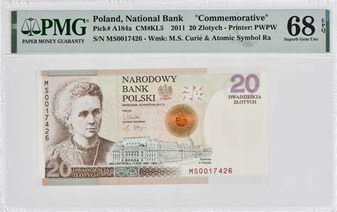 20 zł Maria Skłodowska Curie 2011 PMG 68 EPQ 13728993936