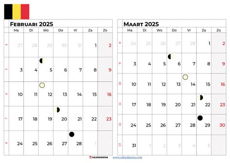 Kalender Maart Belgi Met Weeknummers