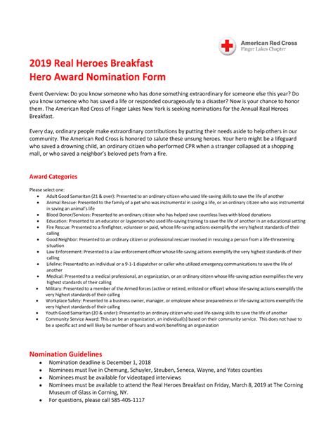 Fillable Online Real Heroes Breakfast Hero Award Nomination Form