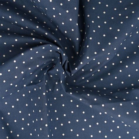 Tissu Pois Coton 57fils Indigo Tissus Des Ursules