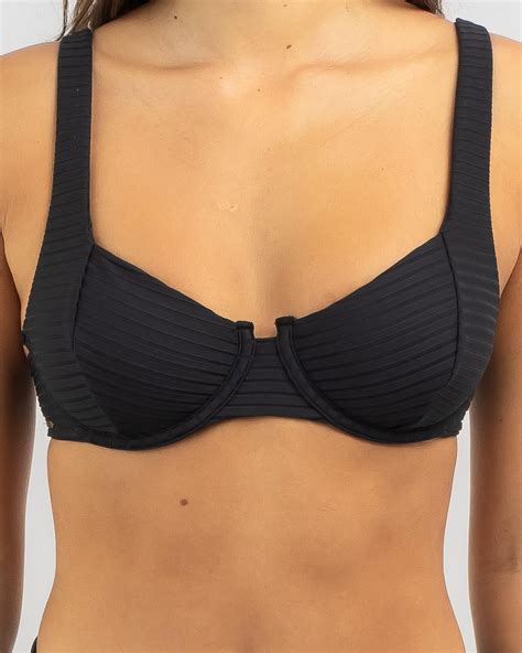 Shop Rip Curl Premium Surf Balconette Bikini Top In Black Fast