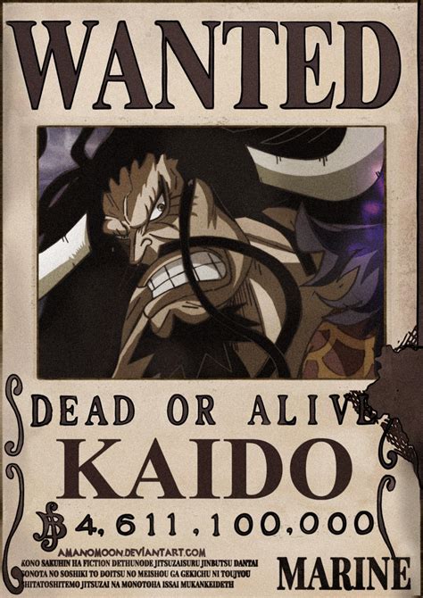 One Piece Chapter 957 Kaido Wanted Bounty WanoKuni by Amanomoon on