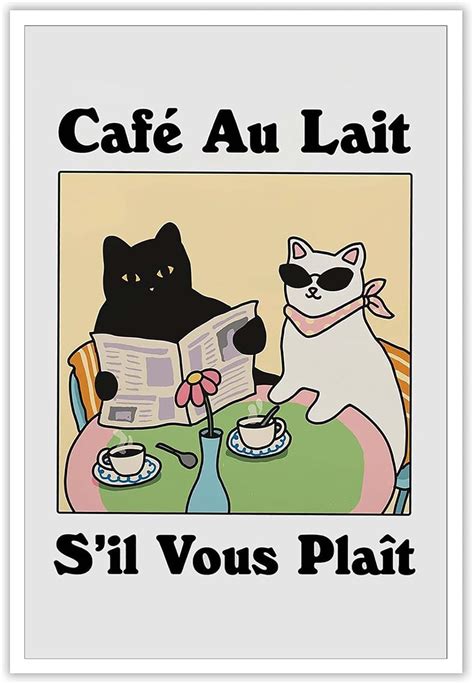 Tyohu Retro Cafe Au Lait Sil Vous Plait Poster Trendy