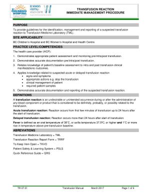 Fillable Online Policyandorders Cw Bc Immediate Management Procedure