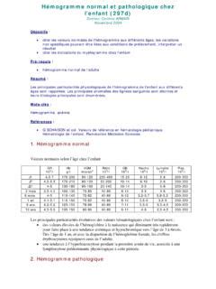 Hémogramme normal et pathologique chez lenfant h 233 mogramme