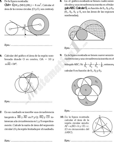 Areas De Regiones Circulares Ejercicios Resueltos Pdf