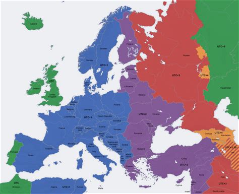 Carte Des Fuseaux Horaires En Europe