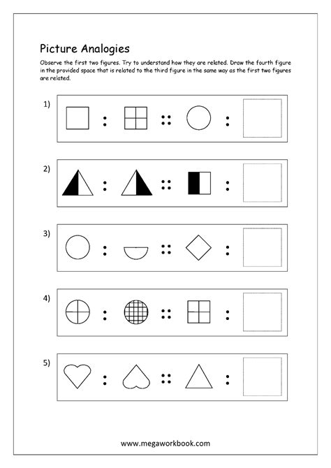 Free Printable Picture Analogy Worksheets Logical Reasoning Megaworkbook