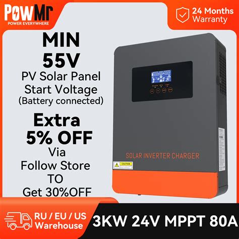 PowMr Hybrid Solar Inverter 12V 24V 3KW 2KW 1 5KW MPPT 80A 220v 230V