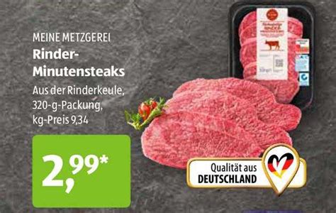 Meine Metzgerei Rinder Minutensteaks Angebot bei ALDI SÜD 1Prospekte de