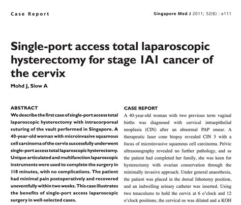 Single Incision Laparoscopy Landmark Cases Anthony Siow