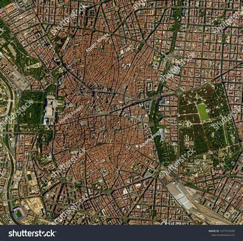 High Resolution Satellite Image Of Madrid Spain Isolated Imagery Of