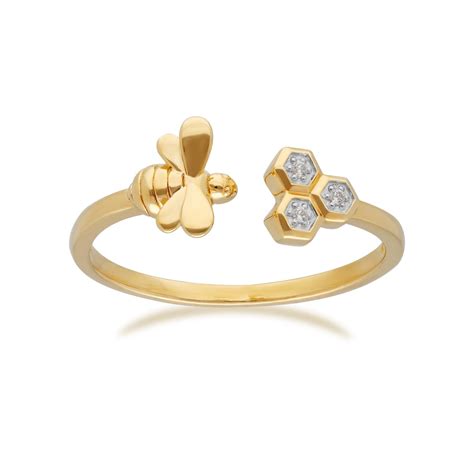 A Contemporary Open Bee Ring Crafted In 9ct Yellow Gold That Is As