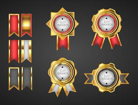 Premium Vector Luxury Golden Flat Badges Set