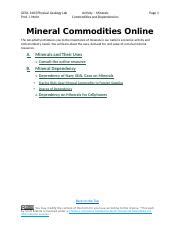 Anna Pierce Mineral Commodities Activity GEOL 1403 102CL Docx GEOL