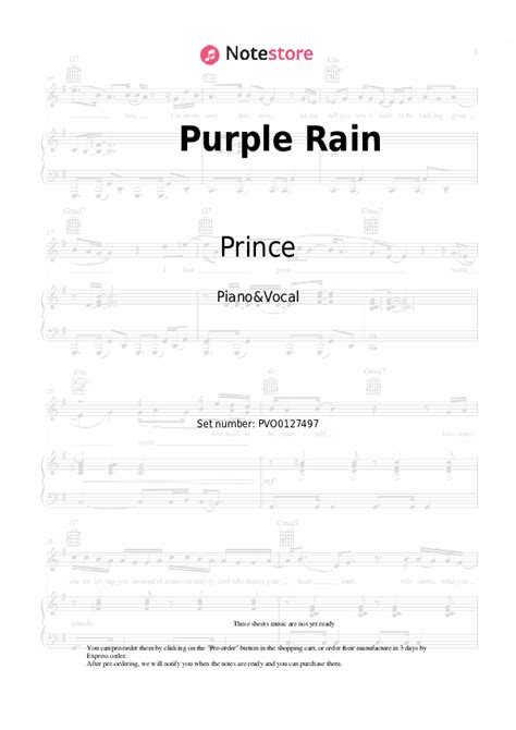 Purple Rain Piano Sheet Music And Voice Prince In Note