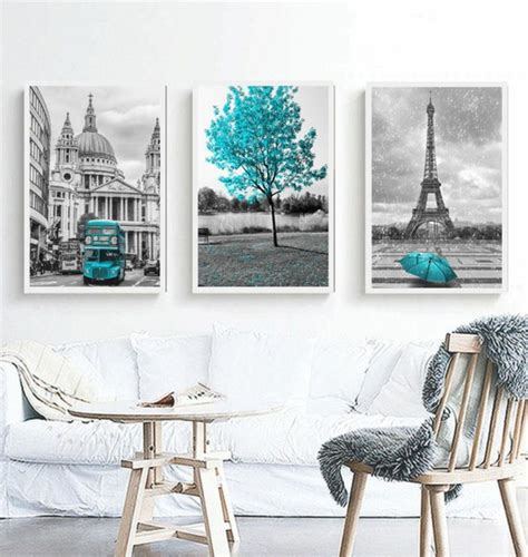 Quadros Decorativos Torre Eiffel Rvore Azul Nova York Elo