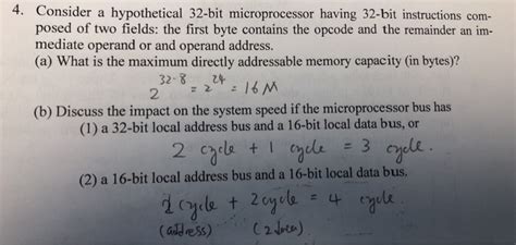 Solved 4 Consider A Hypothetical 32 Bit Microprocessor Chegg