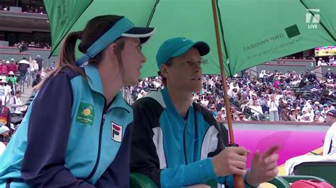 Jannik Sinner Makes Ball Girl S Day By Sharing Umbrella And Chat During