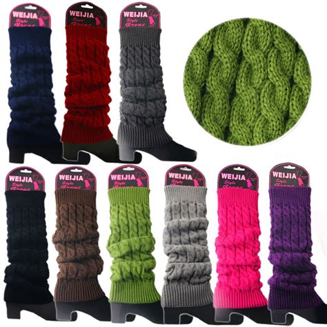 Women Winter Warm Leg Warmers Cable Knit Ladies Knitted Socks Leggings