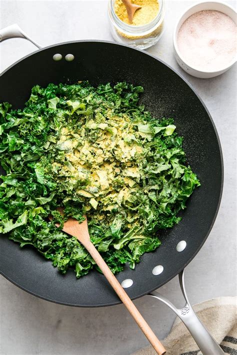 Sauteed Kale Recipe With Savory Nutritional Yeast Garlic Powder Salt