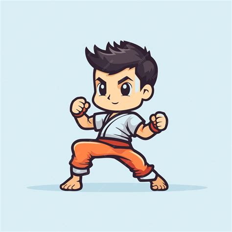 Premium Vector | Karate boy cartoon vector illustration Cartoon karate ...