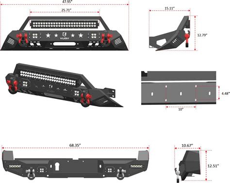 Buy Ronghui Tacoma Black Front Bumper And Rear Bumper With Winch Plate