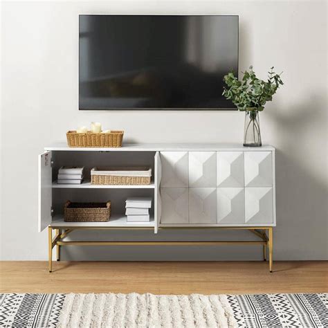 Jayden Creation Felicia White Mdf In Wide Storage Sideboard With