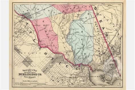 Vintage Burlington County NJ Map 1872 Old New Jersey Map | Etsy