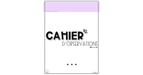 Cahier D Observation Pr Scolaire